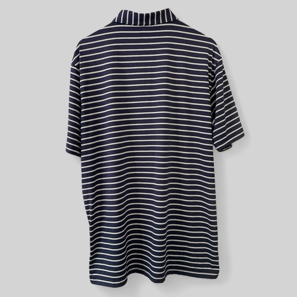 Peter Millar Summer Comfort Mens Polo Size Large Navy Gray Stripe Short Sleeve - Picture 2 of 8